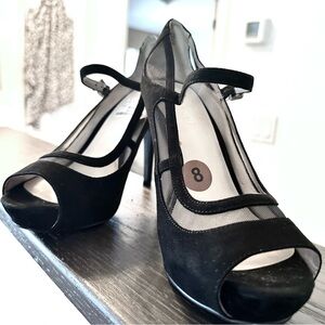 Elegant Black Peep-Toe (Suede) Heels